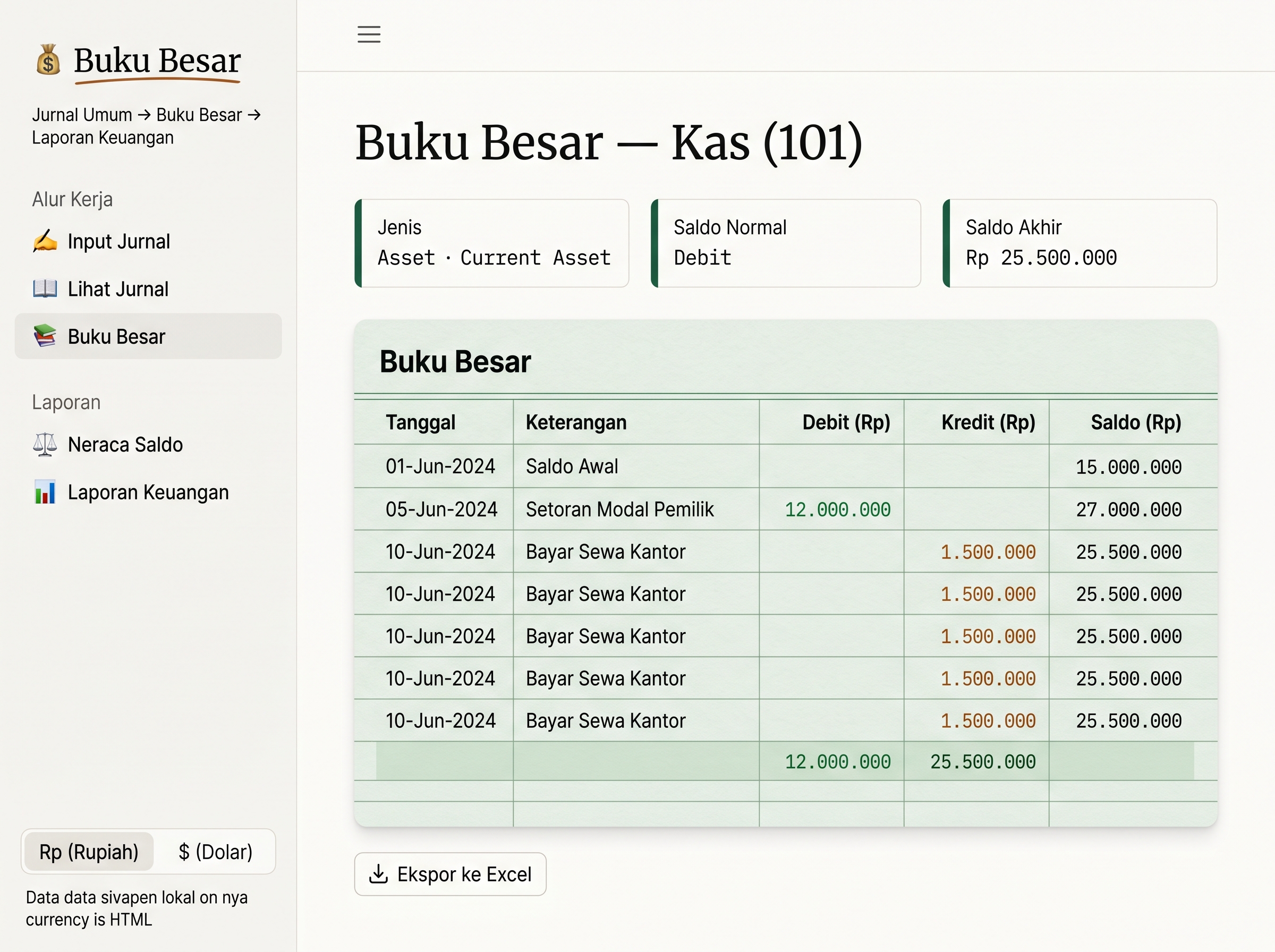 Tampilan AccounIn Books